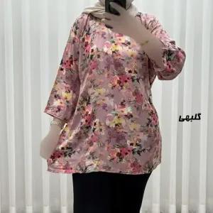 خرید اینترنتی قیمت بلوز زنانه نخی مدل گل یخی فری سایز مناسب تا سایز 54