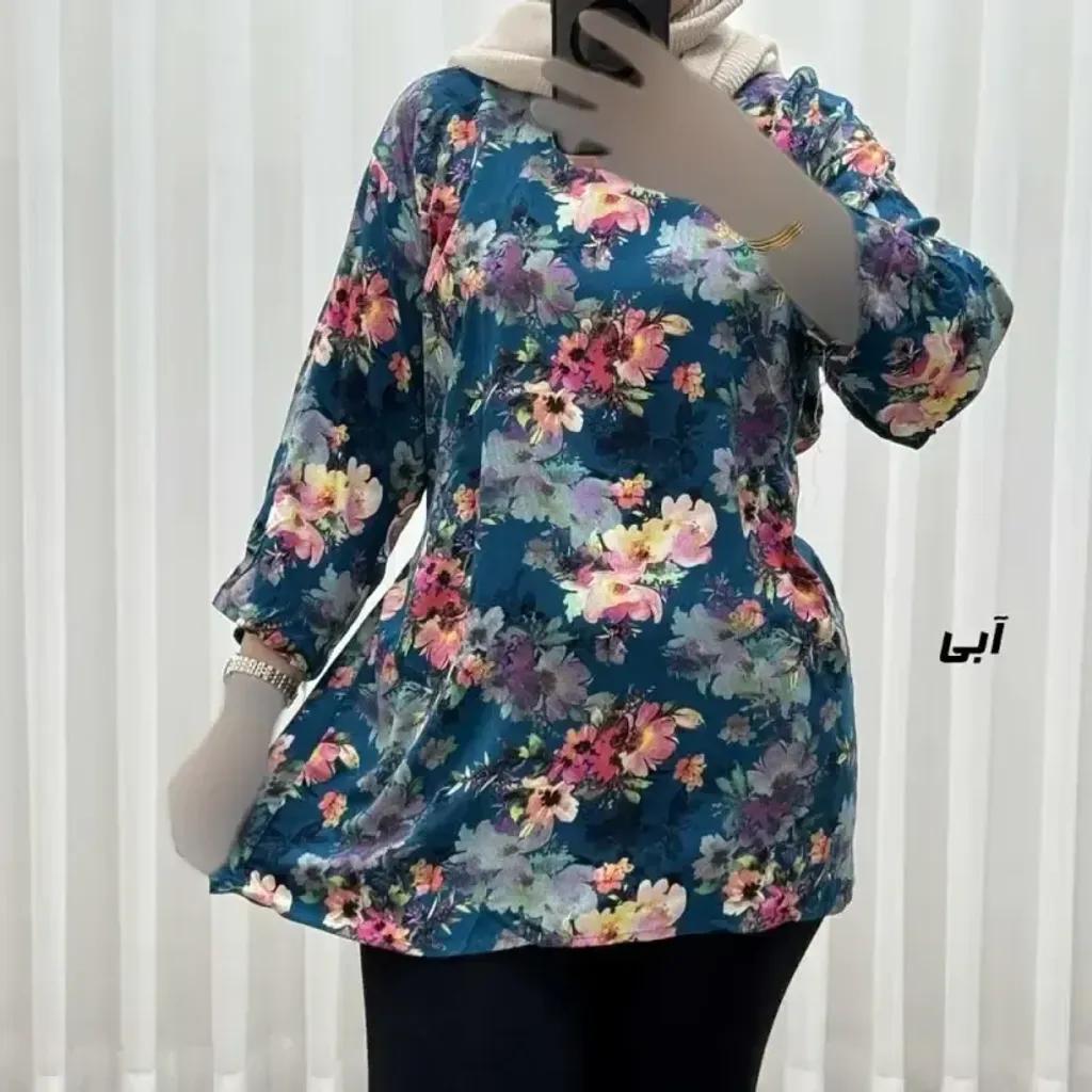خرید اینترنتی قیمت بلوز زنانه نخی مدل گل یخی فری سایز مناسب تا سایز 54
