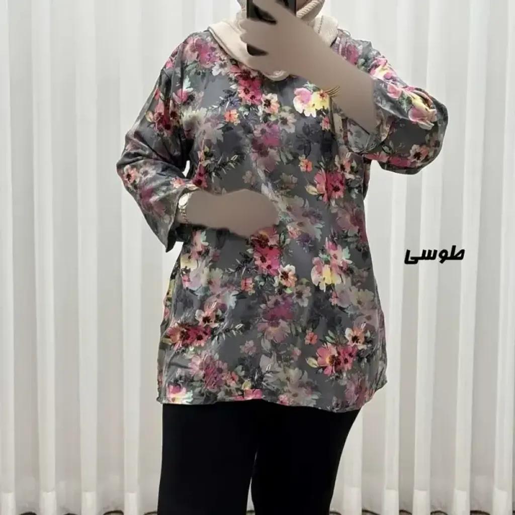 خرید اینترنتی قیمت بلوز زنانه نخی مدل گل یخی فری سایز مناسب تا سایز 54