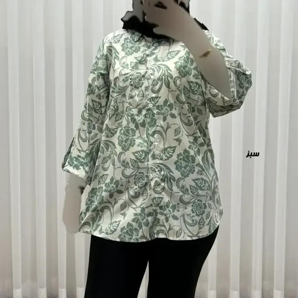 خرید اینترنتی قیمت شومیز زنانه مدل بوگاتی دکمهدار فری سایز مناسب تا سایز 50