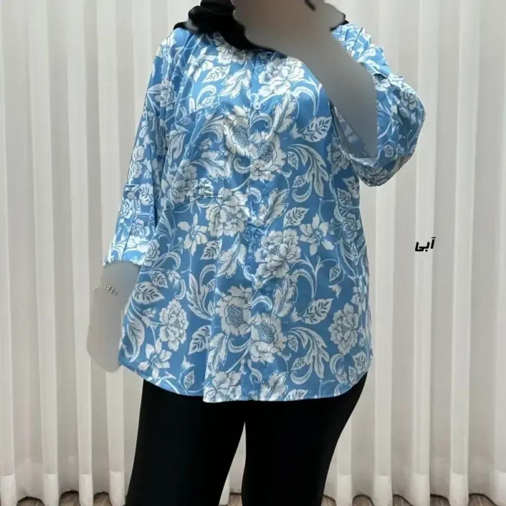 خرید اینترنتی قیمت شومیز زنانه مدل بوگاتی دکمهدار فری سایز مناسب تا سایز 50