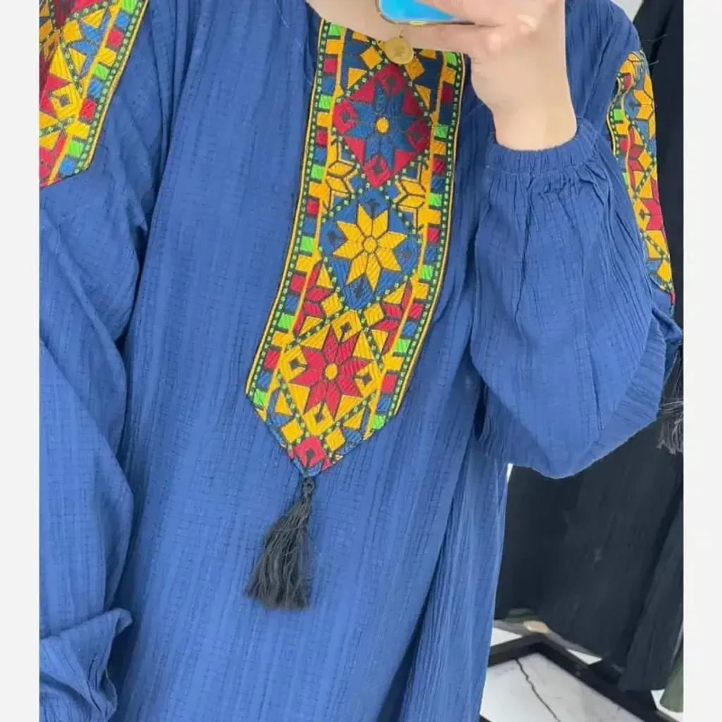 خرید اینترنتی قیمت پیراهن زنانه کراش کتیبه ای فری سایز مناسب تا سایز 50