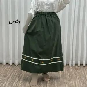 خرید اینترنتی قیمت دامن لینن نچرال گلدوزی شده زنانه فری سایز مناسب تا 46