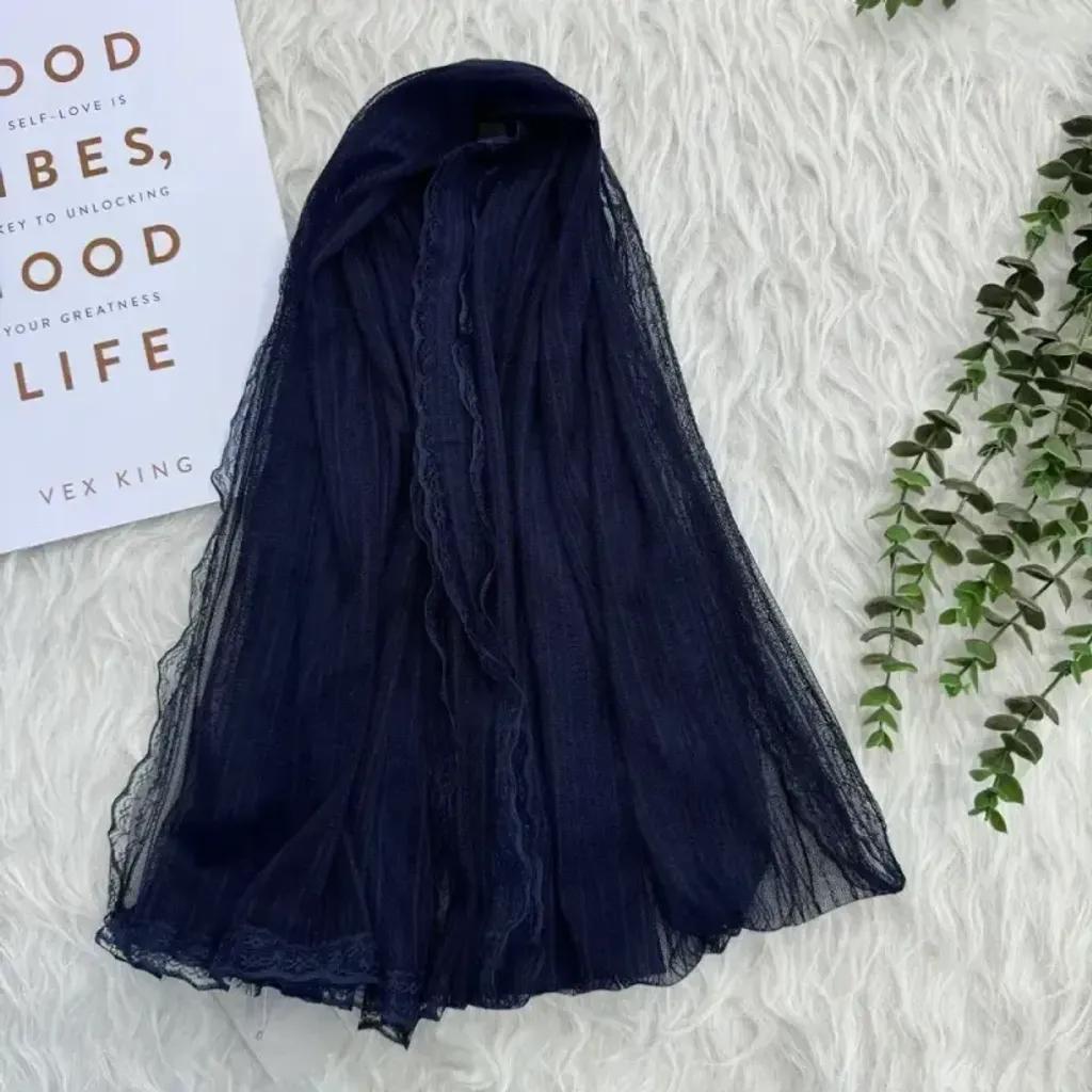 خرید اینترنتی قیمت شال توری میله ای دور دانتل قواره 180 در 72 سانت مناسب استفاده روزمره