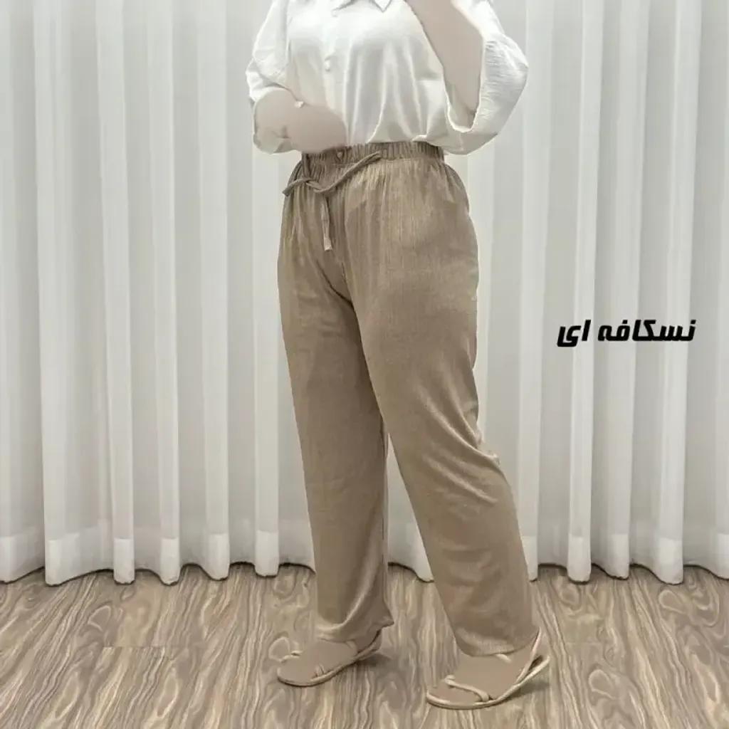 خرید اینترنتی قیمت شلوار کریشه زنانه فری سایز مناسب تا سایز 46 مدل راحتی و چهارفصل