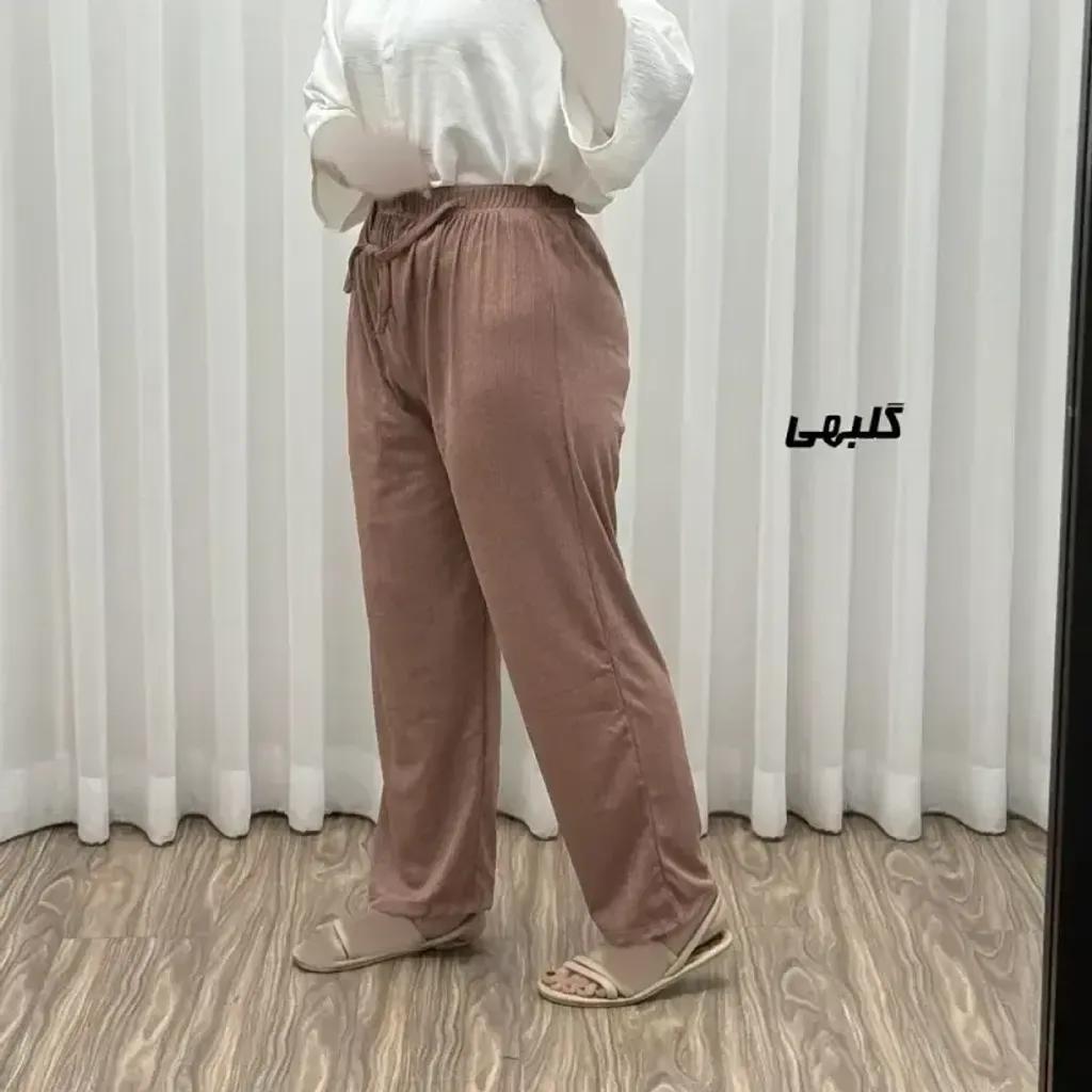خرید اینترنتی قیمت شلوار کریشه زنانه فری سایز مناسب تا سایز 46 مدل راحتی و چهارفصل