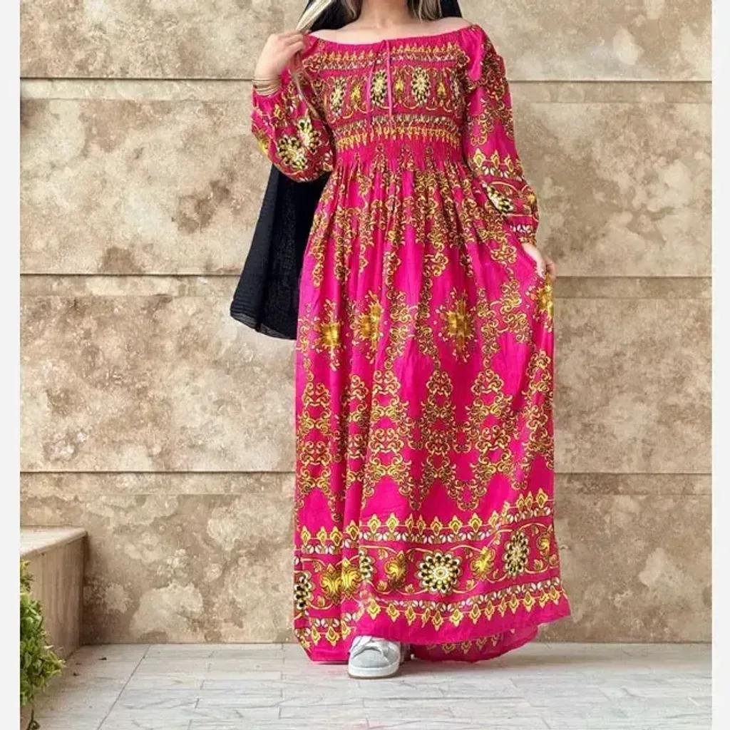 خرید اینترنتی قیمت پیراهن کریشه هندی طرح آمیتا فری سایز تا 54 قد 135 شسته شده بدون آبرفت رنگ رفت