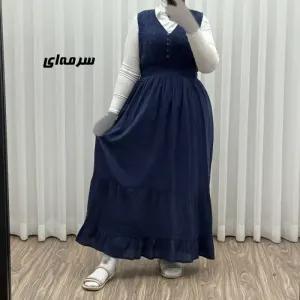 خرید اینترنتی قیمت پیراهن ساحلی زنانه مدل سلن جنس نخ تافته سنگشور فری سایز آستردار