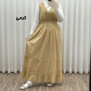 پیراهن ساحلی زنانه مدل سلن جنس نخ تافته سنگشور فری سایز آستردار