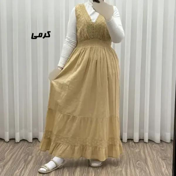 پیراهن ساحلی زنانه مدل سلن جنس نخ تافته سنگشور فری سایز آستردار