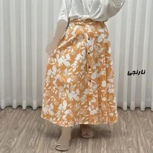 خرید اینترنتی قیمت دامن زنانه لینن تمام دکمه فری سایز مناسب تا سایز 44