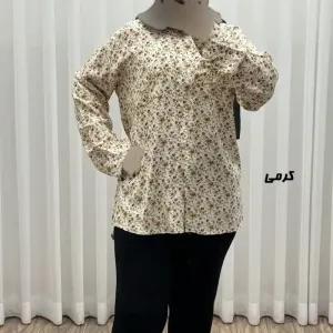 خرید اینترنتی قیمت شومیز نخی جلوباز زنانه و دخترانه پارچه خارجی بدون آبرفت و چروک