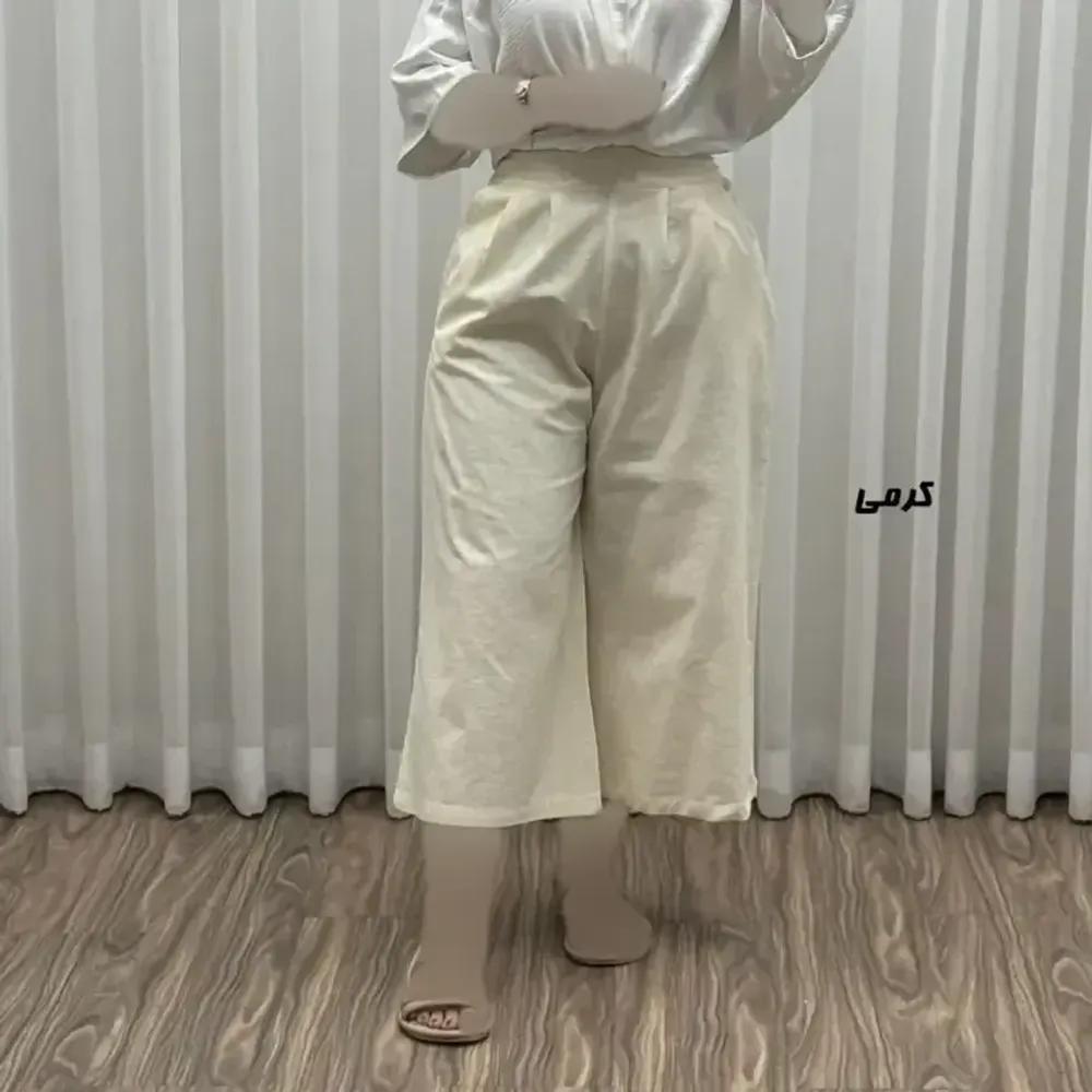 خرید اینترنتی قیمت شلوار واید لنین زنانه فری سایز مناسب تا سایز 46