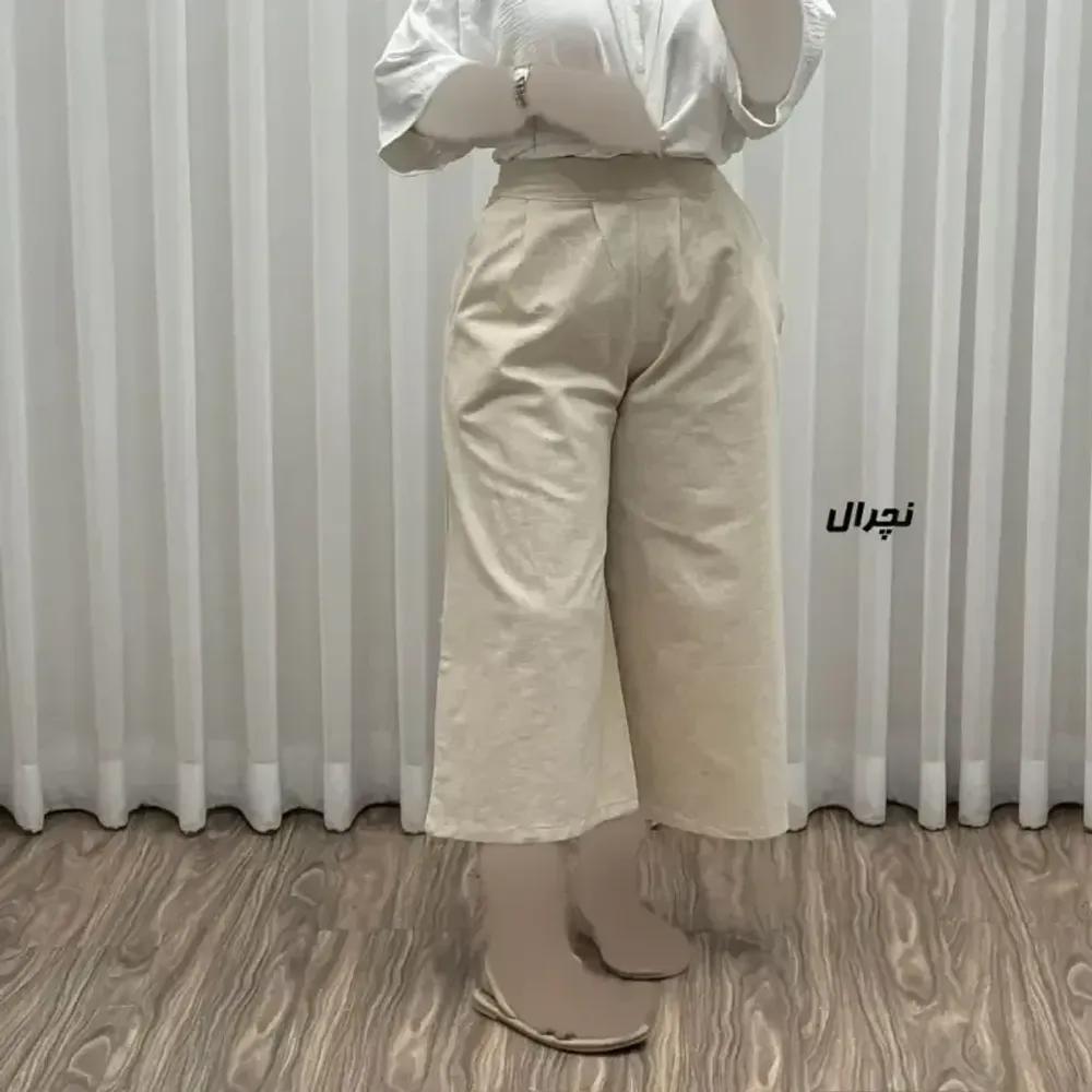 خرید اینترنتی قیمت شلوار واید لنین زنانه فری سایز مناسب تا سایز 46