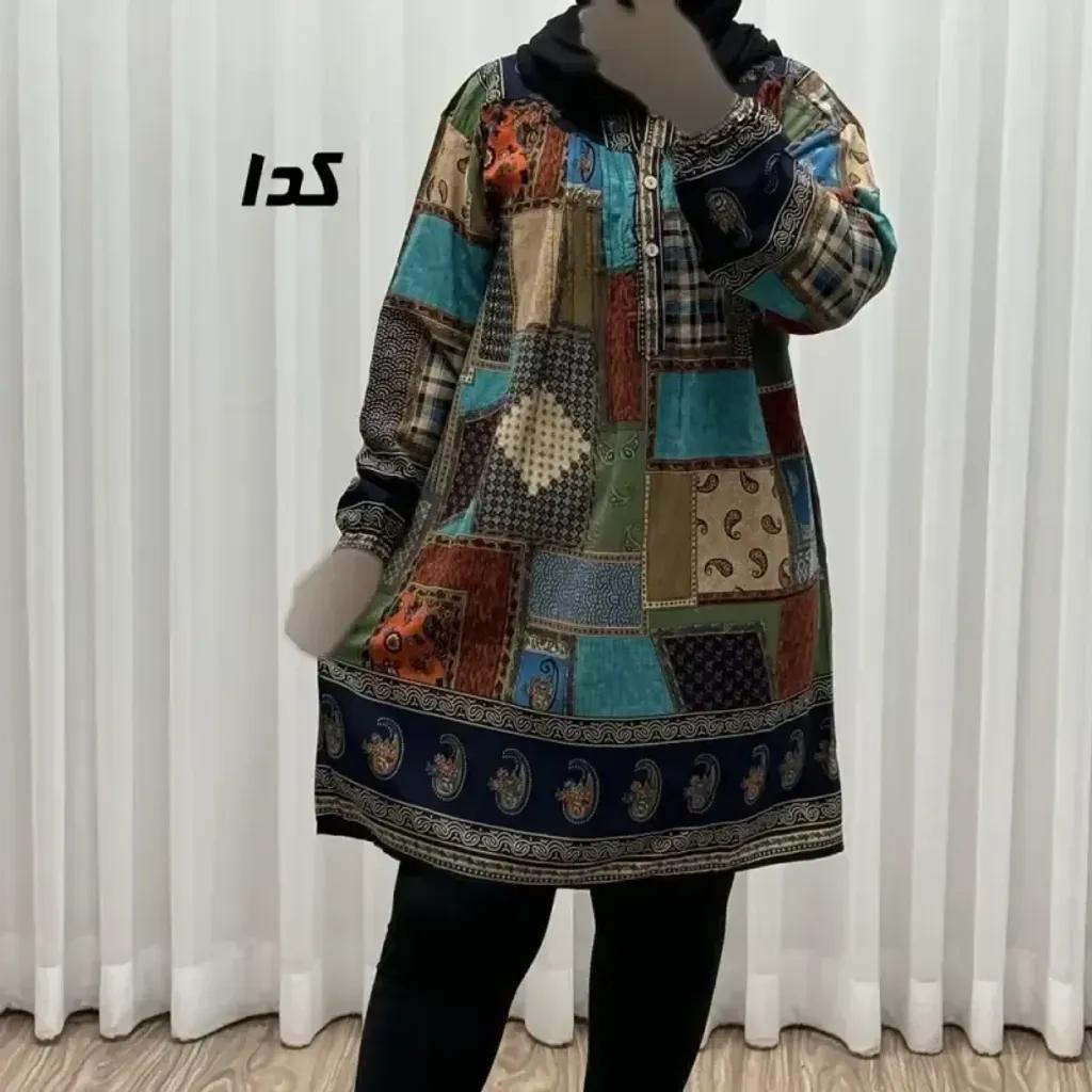 خرید اینترنتی قیمت تونیک نخی وارداتی طرح چهل تیکه سایز بزرگ زنانه و دخترانه کد 1612