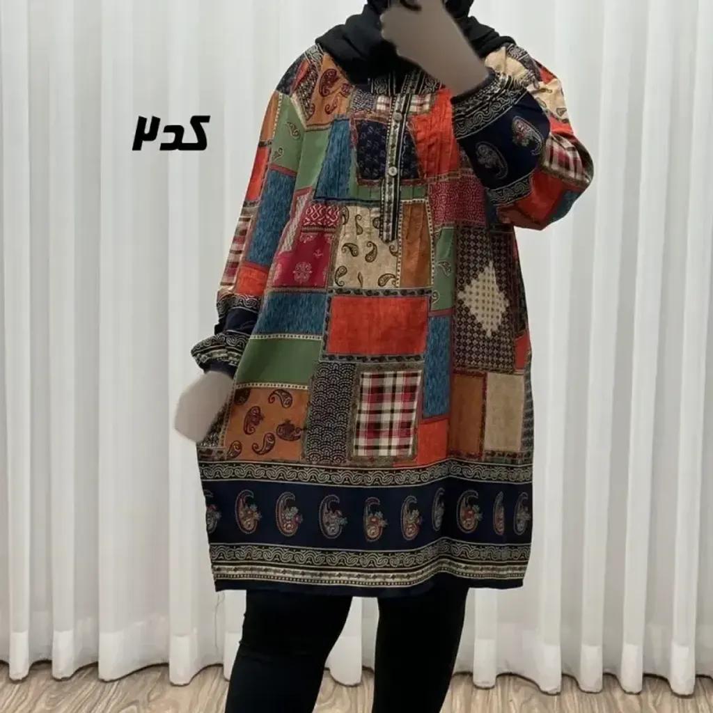 خرید اینترنتی قیمت تونیک نخی وارداتی طرح چهل تیکه سایز بزرگ زنانه و دخترانه کد 1612