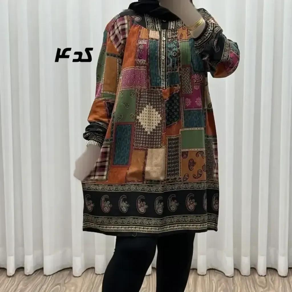 خرید اینترنتی قیمت تونیک نخی وارداتی طرح چهل تیکه سایز بزرگ زنانه و دخترانه کد 1612