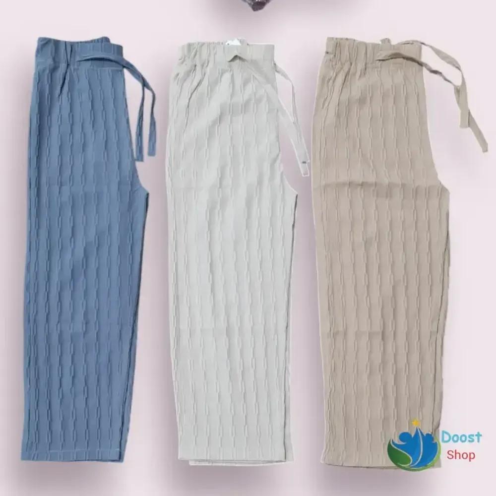 خرید اینترنتی قیمت شلوار زنانه بگ آیوا طرح زنجیری قد 100 سایز 38 تا 48