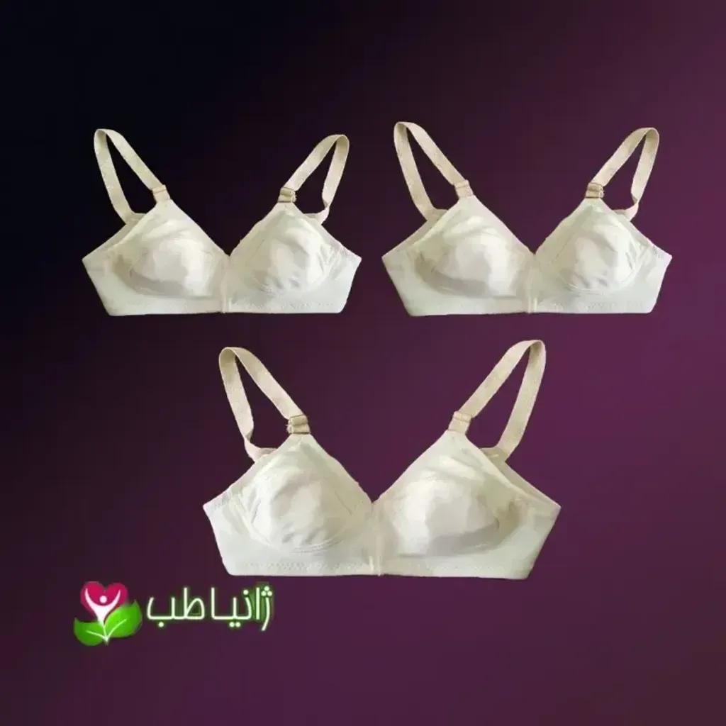 خرید اینترنتی قیمت ست 3 عددی سوتین زنانه نخی الیاف طبیعی ضد حساسیت و ضد عرق