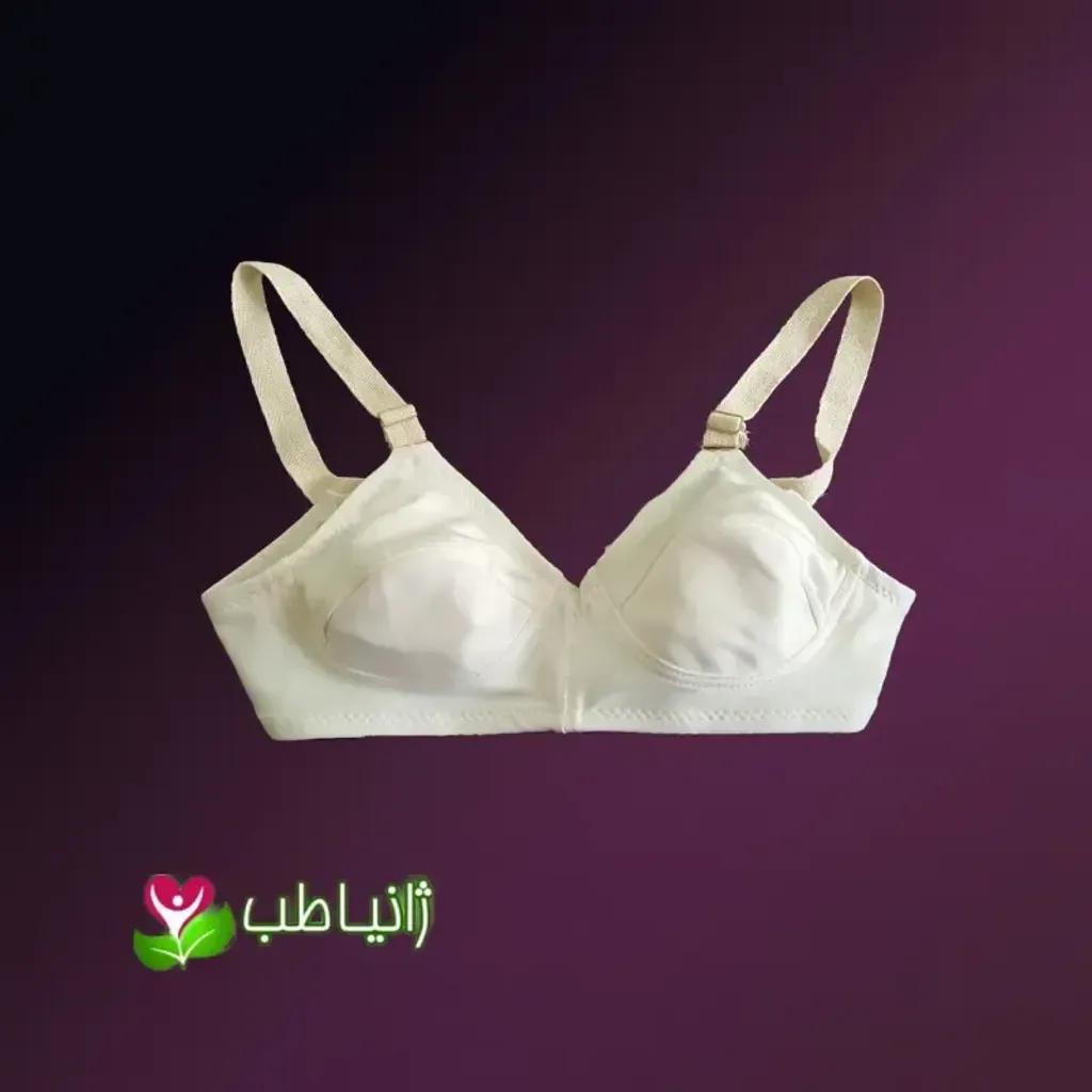 خرید اینترنتی قیمت سوتین زنانه نخی الیاف طبیعی پنبه رنگ کرم روشن