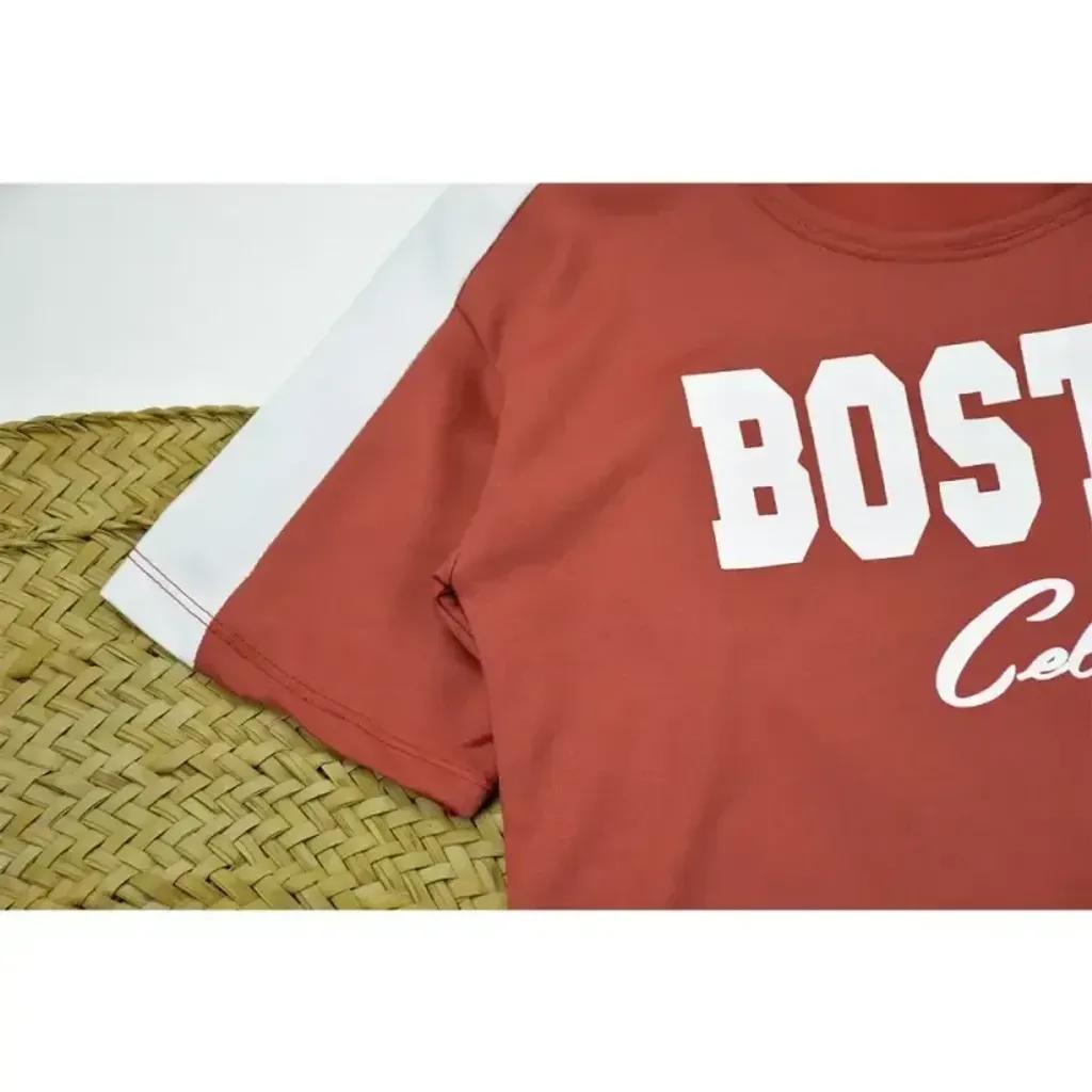 خرید اینترنتی قیمت ست تیشرت و شلوار زنانه طرح BOSTON کد 11740 فری سایز