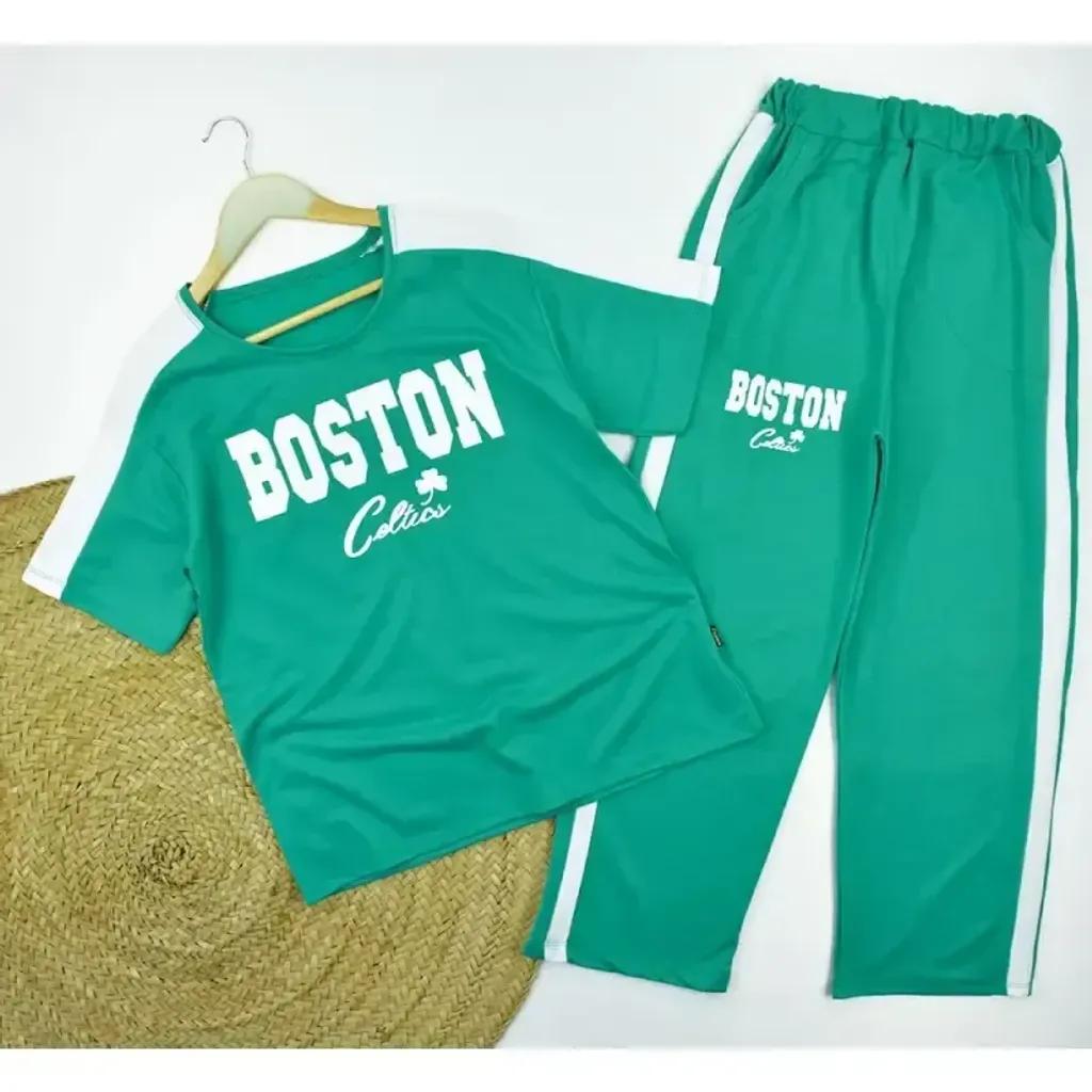 خرید اینترنتی قیمت ست تیشرت و شلوار زنانه طرح BOSTON کد 11740 فری سایز