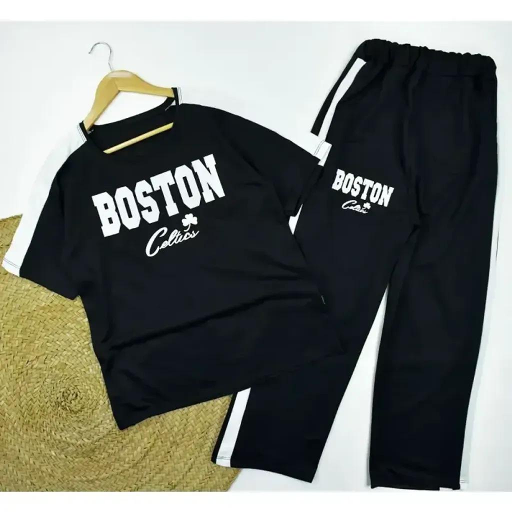 خرید اینترنتی قیمت ست تیشرت و شلوار زنانه طرح BOSTON کد 11740 فری سایز