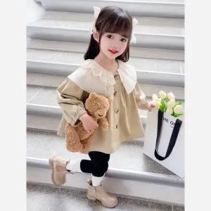 خرید اینترنتی قیمت پالتو کتان آستردار وارداتی بچهگانه مناسب 1 تا 6 سال