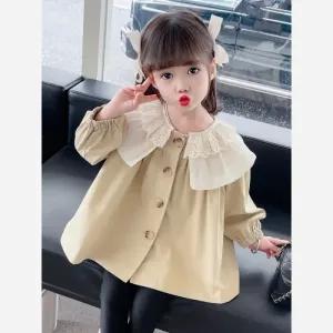 خرید اینترنتی قیمت پالتو کتان آستردار وارداتی بچهگانه مناسب 1 تا 6 سال