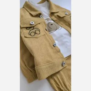 خرید اینترنتی قیمت ست سه تیکه مخمل کبریتی اسپرت دخترانه و پسرانه وارداتی مناسب 1 تا 5 سال و نیم