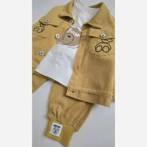 خرید اینترنتی قیمت ست سه تیکه مخمل کبریتی اسپرت دخترانه و پسرانه وارداتی مناسب 1 تا 5 سال و نیم