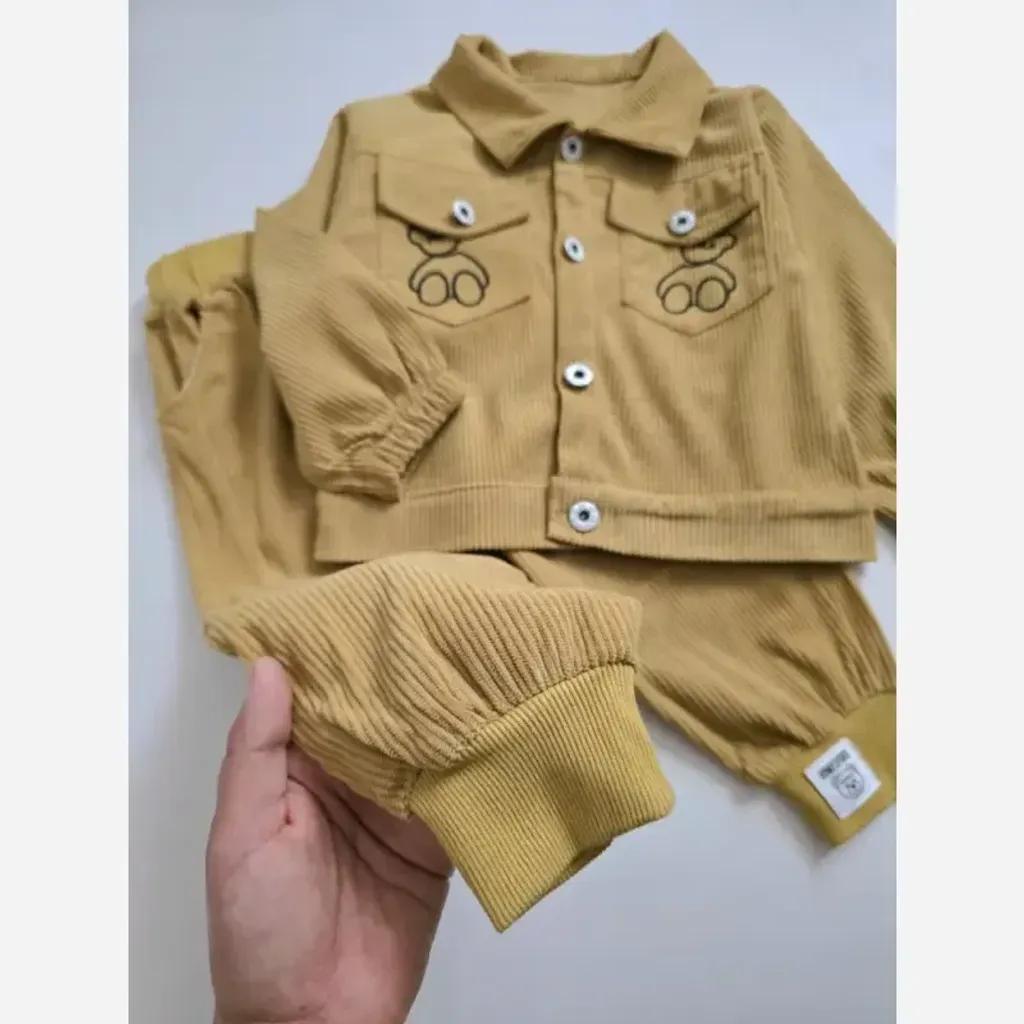 خرید اینترنتی قیمت ست سه تیکه مخمل کبریتی اسپرت دخترانه و پسرانه وارداتی مناسب 1 تا 5 سال و نیم