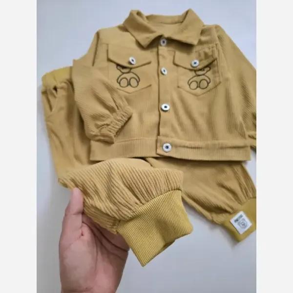 ست سه تیکه مخمل کبریتی اسپرت دخترانه و پسرانه وارداتی مناسب 1 تا 5 سال و نیم