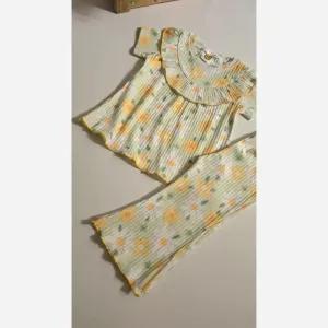 خرید اینترنتی قیمت ست بلوز شلوار راحتی دخترانه طرح دار خنک تابستانی 1 تا 12 سال