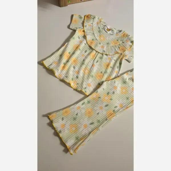 ست بلوز شلوار راحتی دخترانه طرح دار خنک تابستانی 1 تا 12 سال