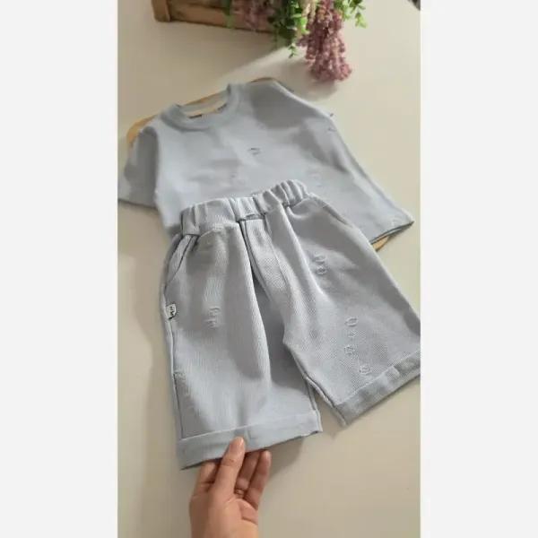 ست بلوز و شلوارک بچگانه طرح زاپ دار نخ و پنبه نرم و سبک مناسب 1 تا 7 سال