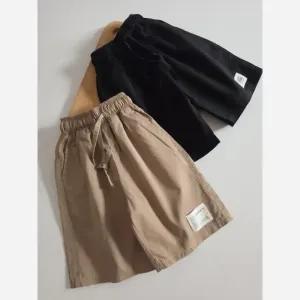 خرید اینترنتی قیمت شلوارک کتان لش پسرانه زیر زانو سایز 3 تا 10 سال مشکی و نسکافه ای