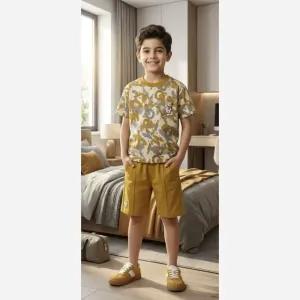 خرید اینترنتی قیمت ست تیشرت و شلوارک پسرانه نخ و پنبه 1 تا 7 سال