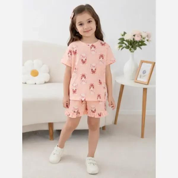 ست کراپ و شلوارک دخترانه پنبه ای خنک سایز 2 تا 9 سال