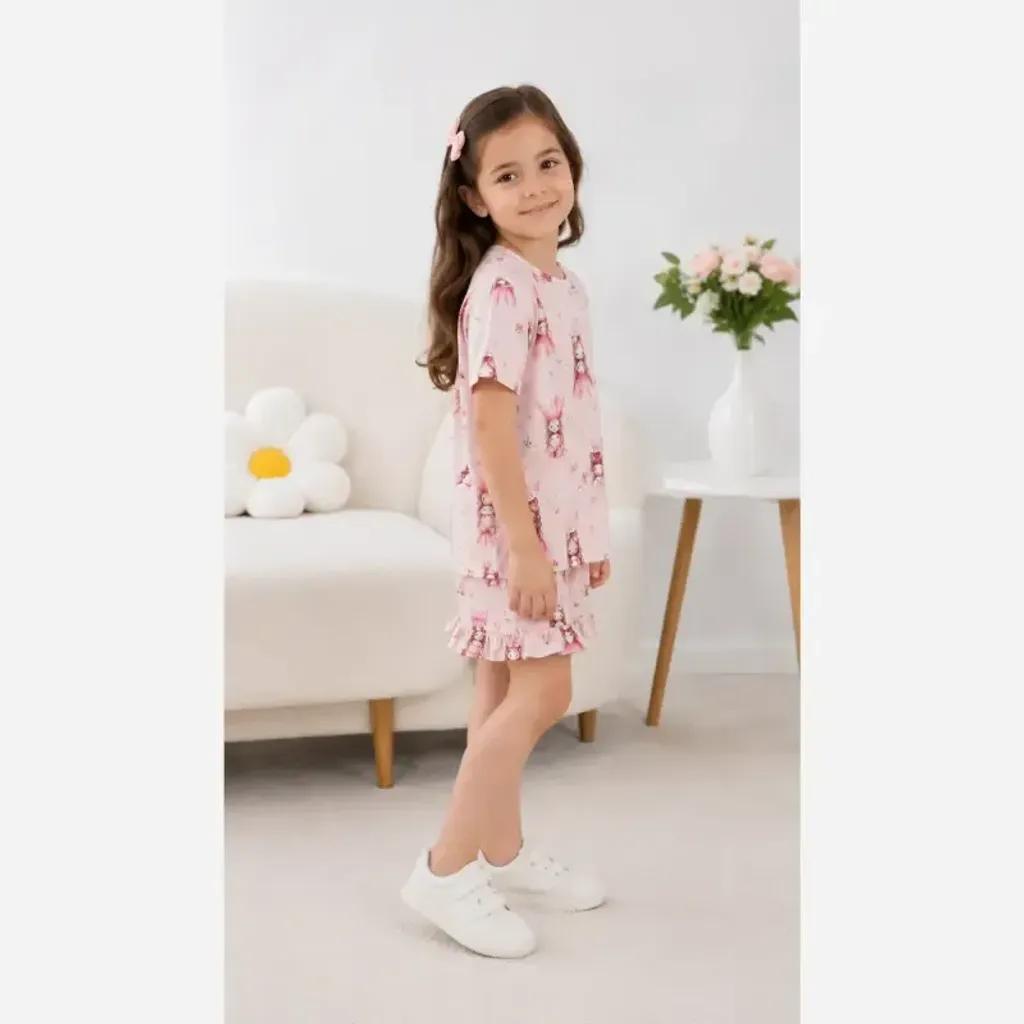 خرید اینترنتی قیمت ست کراپ و شلوارک دخترانه پنبه ای خنک سایز 2 تا 9 سال