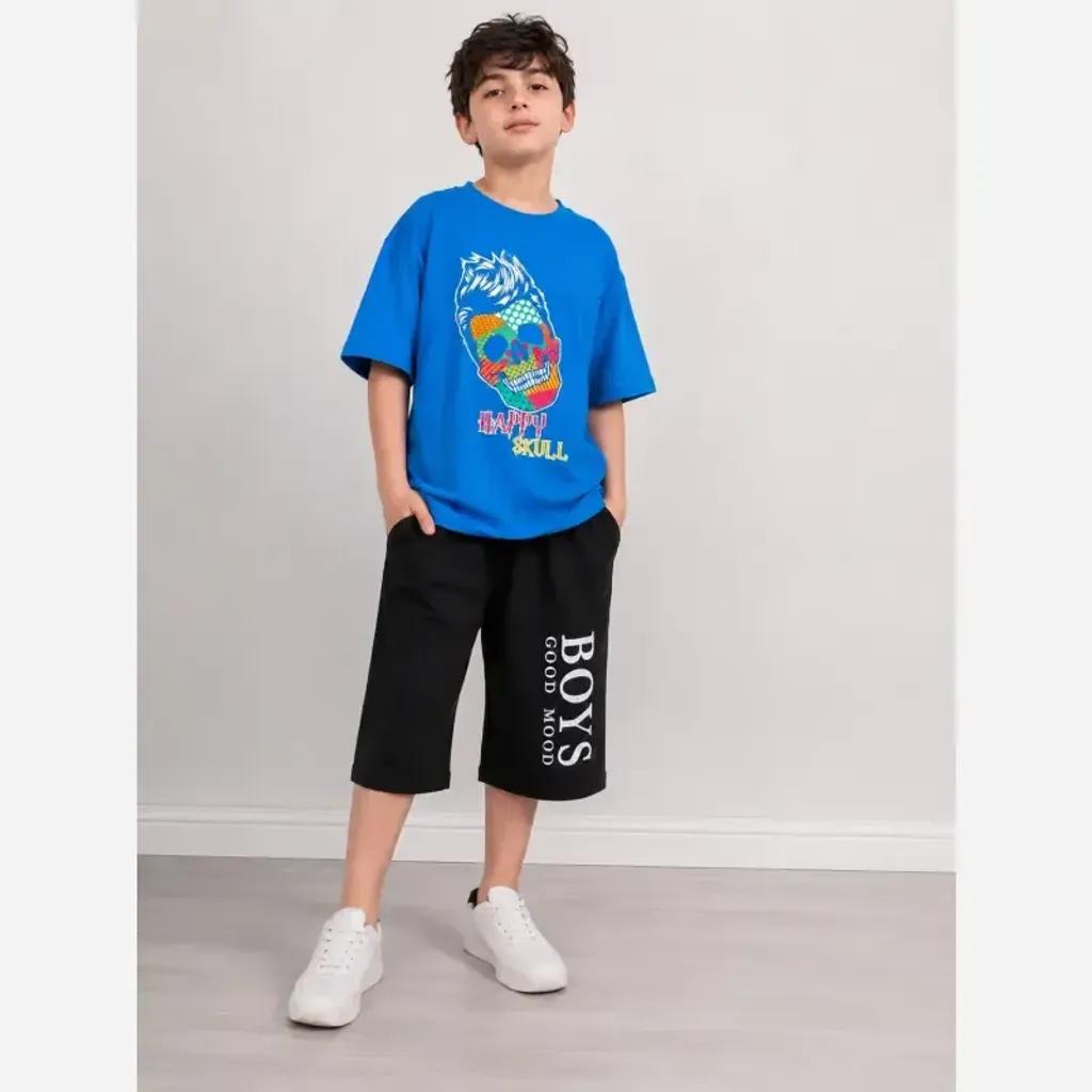 خرید اینترنتی قیمت ست بلوز و شلوارک اسپرت لش پسرانه و دخترانه نخی پنبهای مناسب 9 تا 12 سال