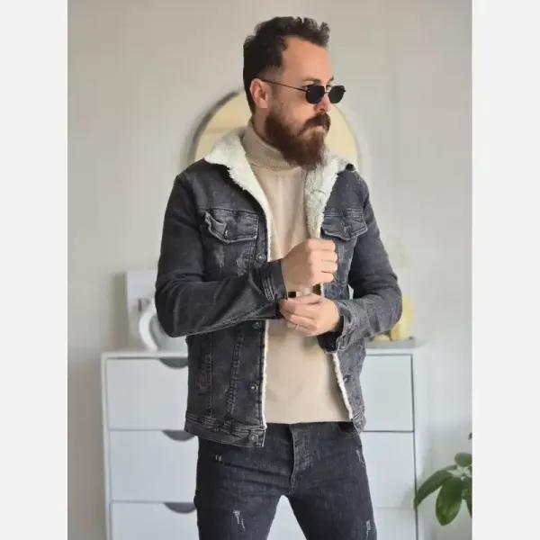 کت جین خزدار تمام کش