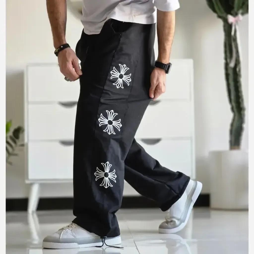 خرید اینترنتی قیمت شلوار اسلش بگ کروم هارتز رنگ مشکی جنس گلکسی اسپان سایز XXL و XXXL