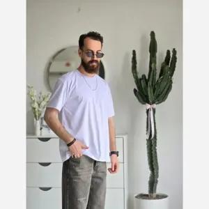 خرید اینترنتی قیمت تیشرت مردانه آستین کوتاه پنبهای یقه کش خنک و لطیف رنگ مشکی و سفید