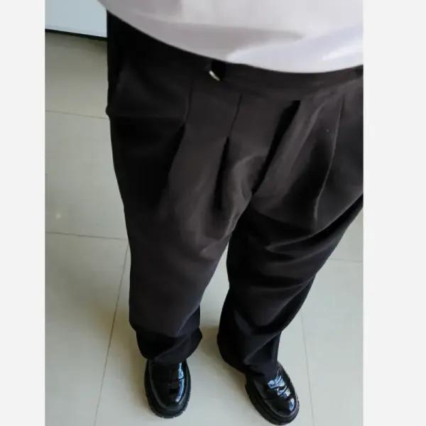 شلوار بگ پارچه ای کجراه مشکی کمر ایتالیایی سایز L تا 3XL