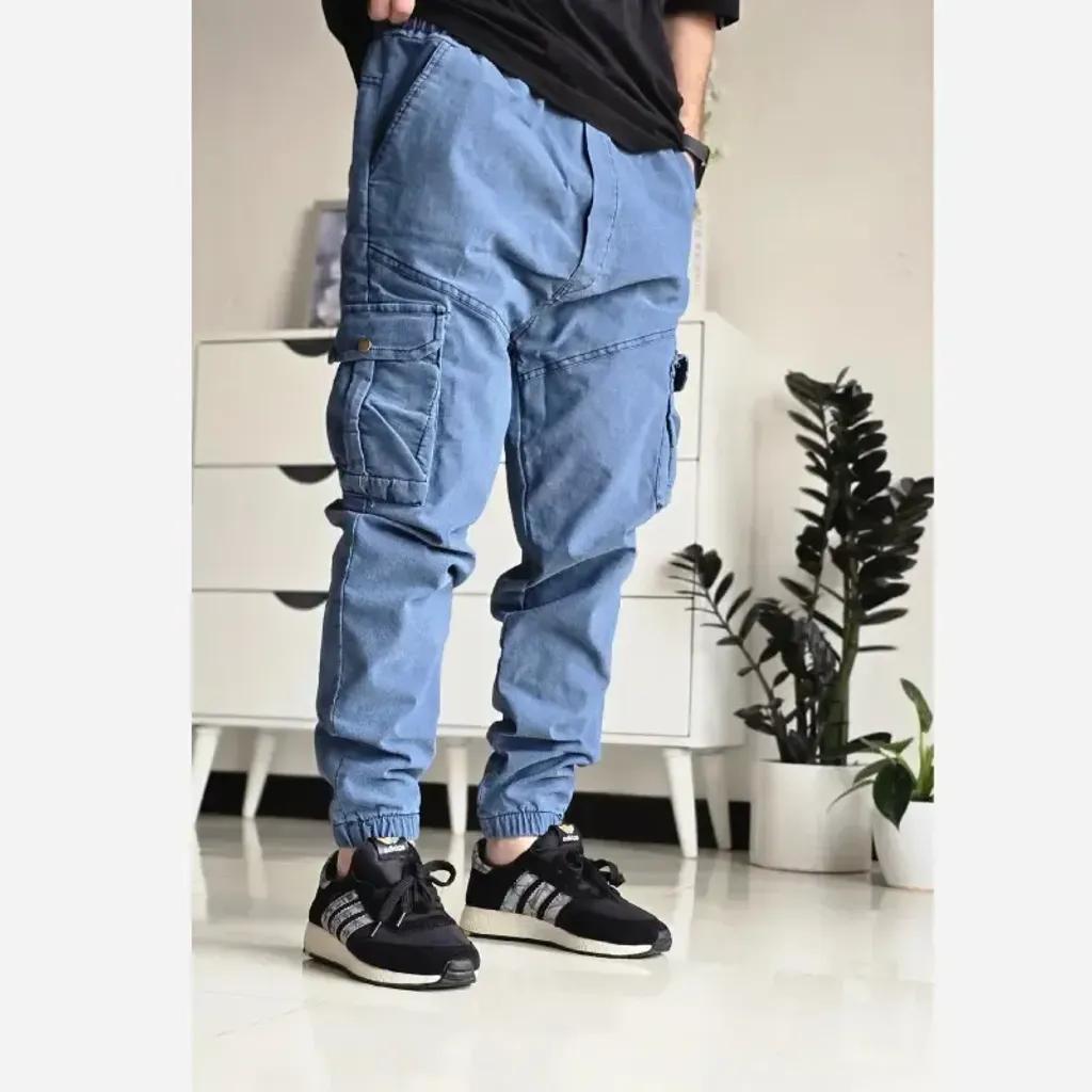 خرید اینترنتی قیمت شلوار شش جیب مردانه پارچه نیل سایز 50 تا 60 رنگ طوسی مشکی سبز