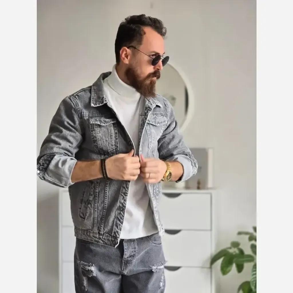خرید اینترنتی قیمت کاپشن لی مردانه رنگ ذغالی بدون خز سایز M تا XXL