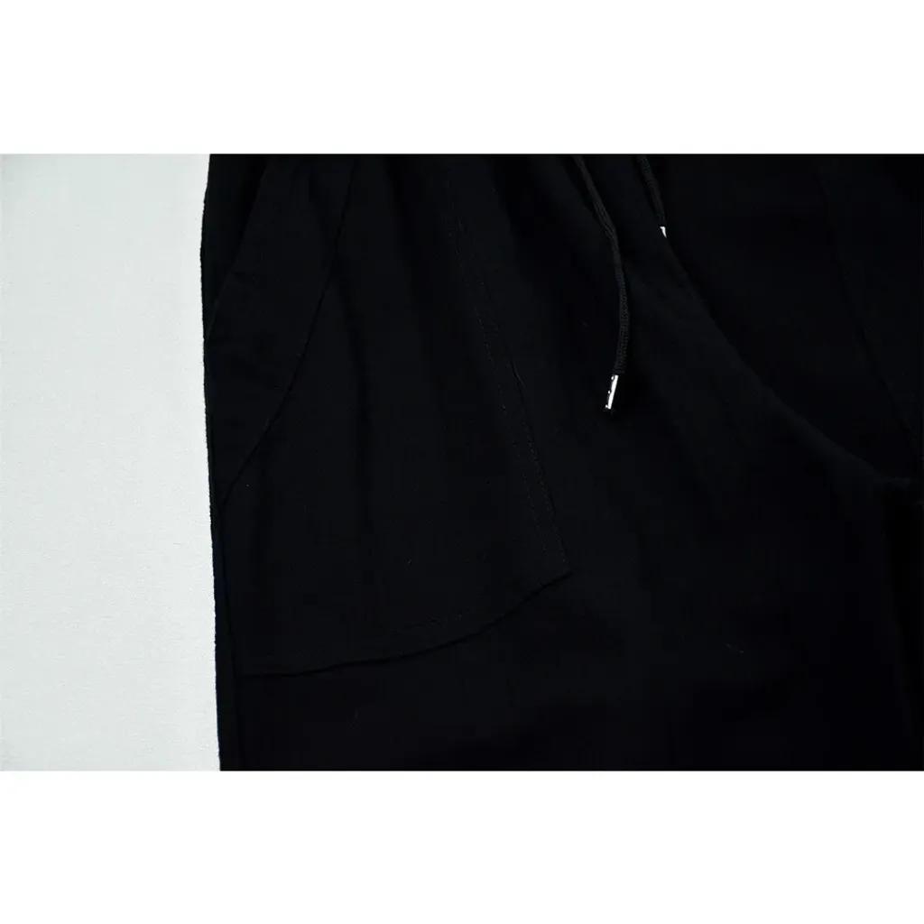 خرید اینترنتی قیمت شلوار مردانه راسته لنین مشکی ساده کمر کش