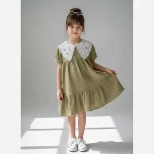 خرید اینترنتی قیمت پیراهن دخترانه موسلین تابستانه رنگی شاد مناسب 3 تا 9 سال