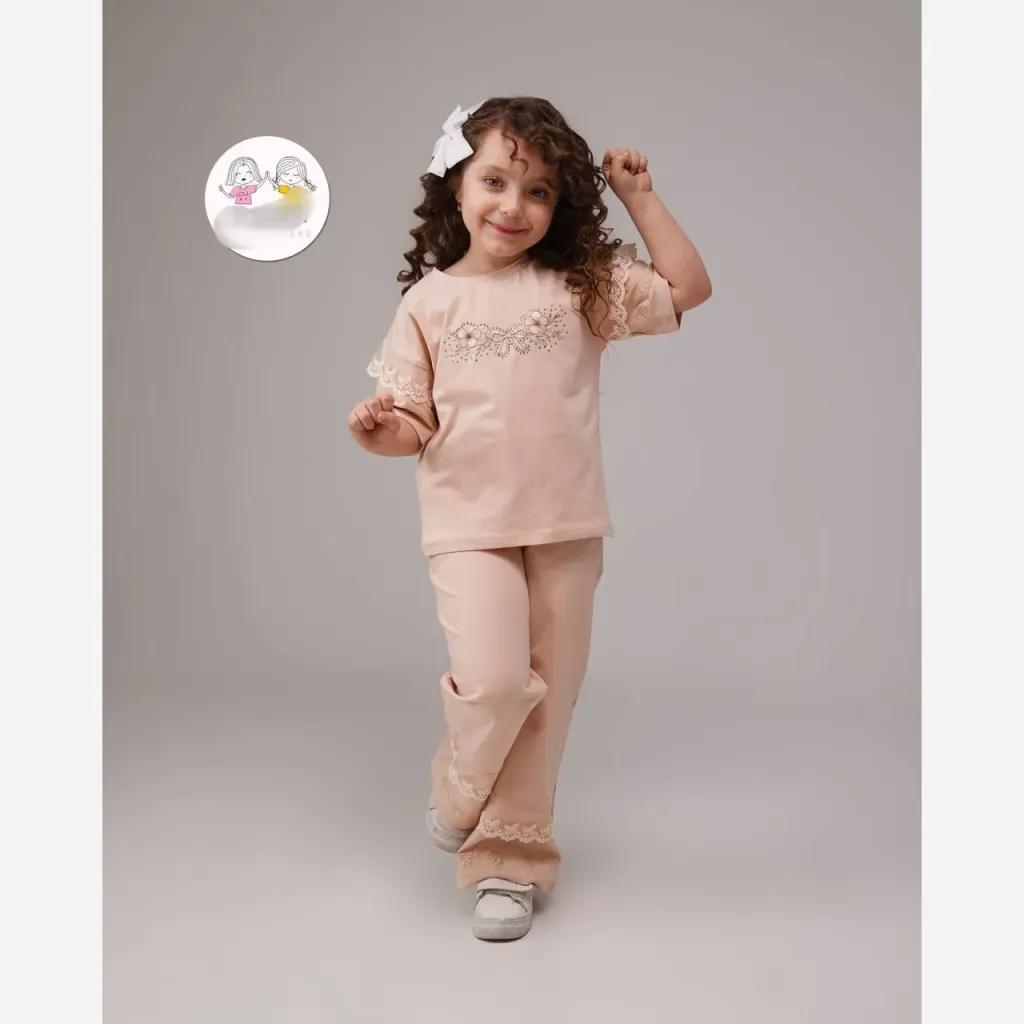 خرید اینترنتی قیمت ست تیشرت و شلوار دخترانه جنس تیپ لاکرا اعلا سایز 35 تا 50